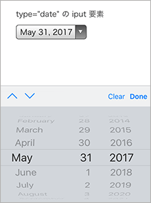 type 属性に date を指定した iPhone での入力欄の画像